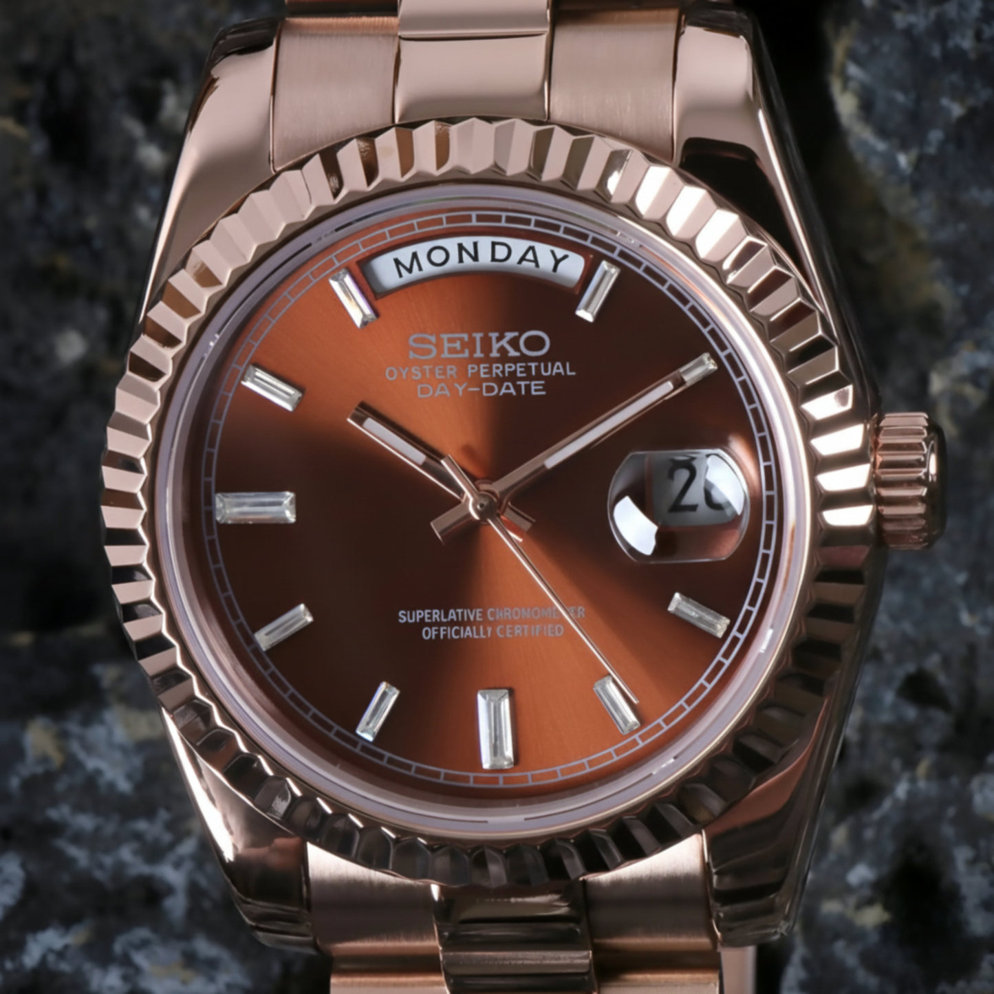 SEIKOJUST - DAYDATE ROSE GOLD CHOCOLATE