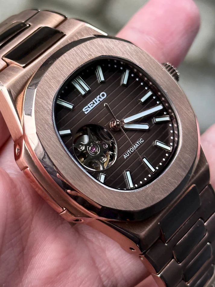 NAUTIKO - ROSE GOLD CHOCOLATE OPEN HEART